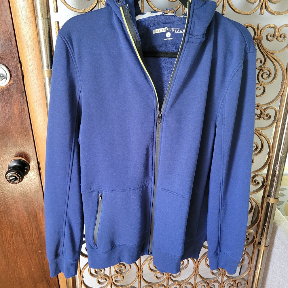 Aéropostale Large Navy Blue Fleece Full Zip Hoodie